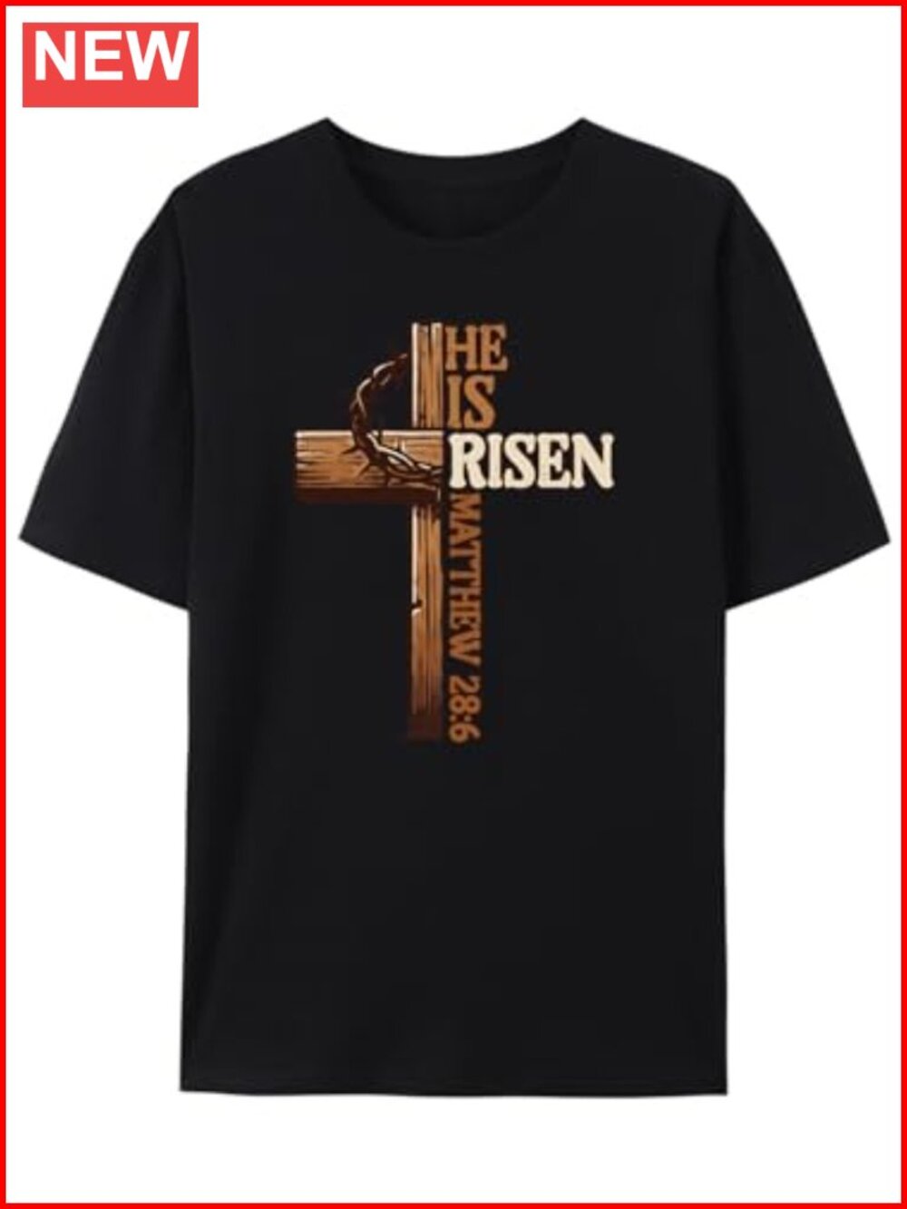 Easter He Is Risen Christian Faith Cross Graphic Tee Crew Neck Short Sleeve